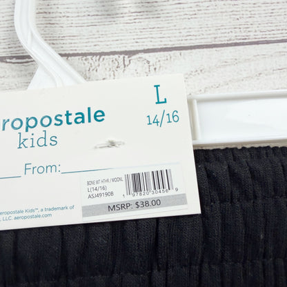 Aeropostale Kids Boys Cargo Shorts Black Beige 2 Pack Elastic Waist NEW L 14-16