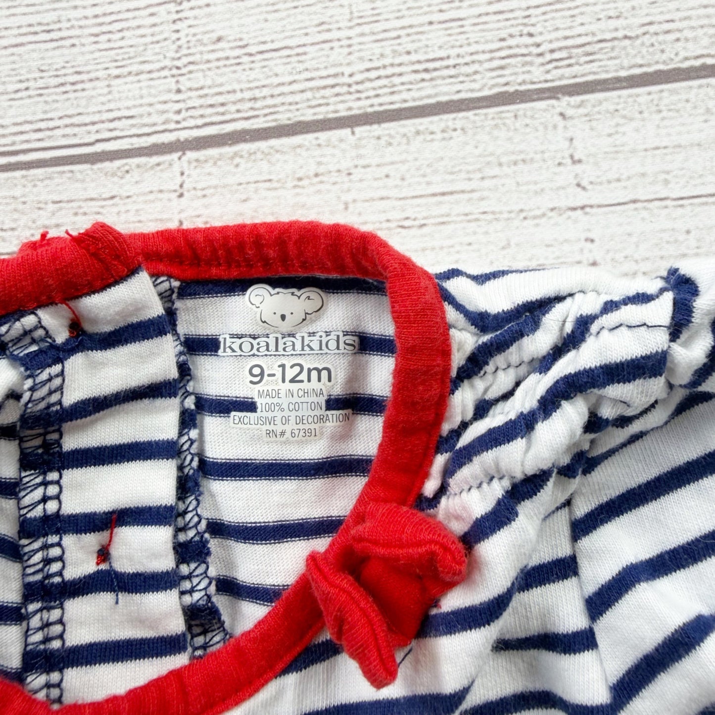 Koala Kids Striped Love Dress Red Heart Pockets Long Sleeve 9-12 Months