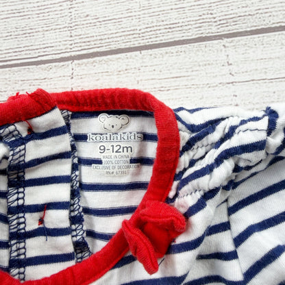 Koala Kids Striped Love Dress Red Heart Pockets Long Sleeve 9-12 Months