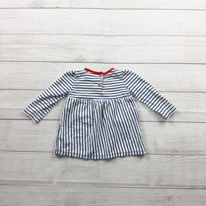 Koala Kids Striped Love Dress Red Heart Pockets Long Sleeve 9-12 Months