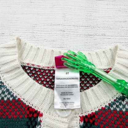 Disney Junior Minnie Mouse Kids Plaid Knit Cardigan Red Green White 5T