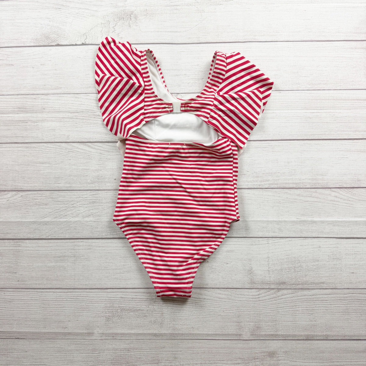 Habitual Girl Red White Striped Ruffle One Piece Swimsuit 10
