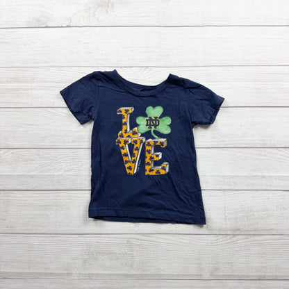 Tiny Turnip Toddler T-Shirt Notre Dame Graphic Love Design Navy Cotton Tee 4T