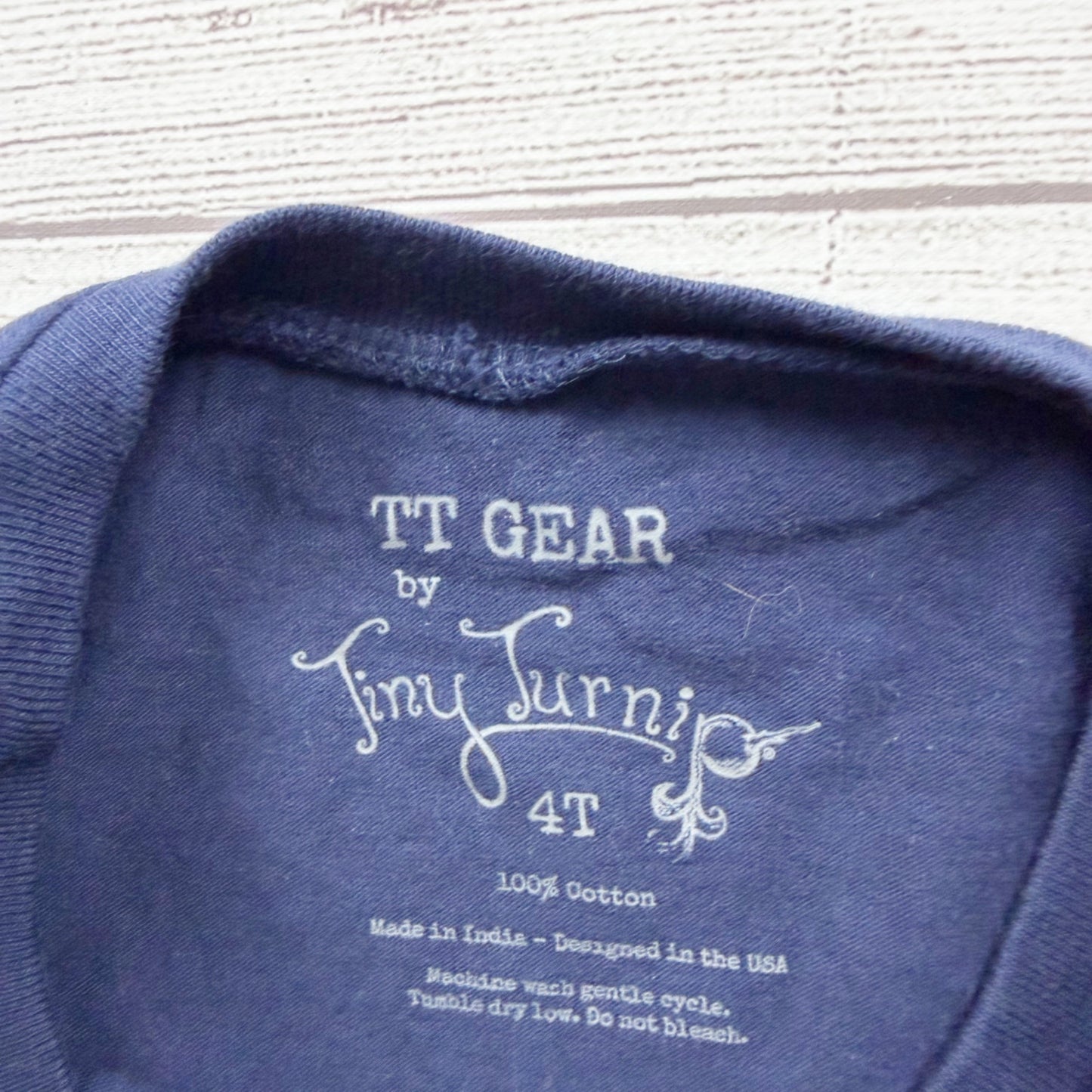 Tiny Turnip Toddler T-Shirt Notre Dame Graphic Love Design Navy Cotton Tee 4T