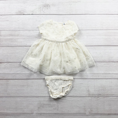 Baby B’gosh Baby Girl Dress Ivory Floral Lace Tulle Party Dress 6-9 Months