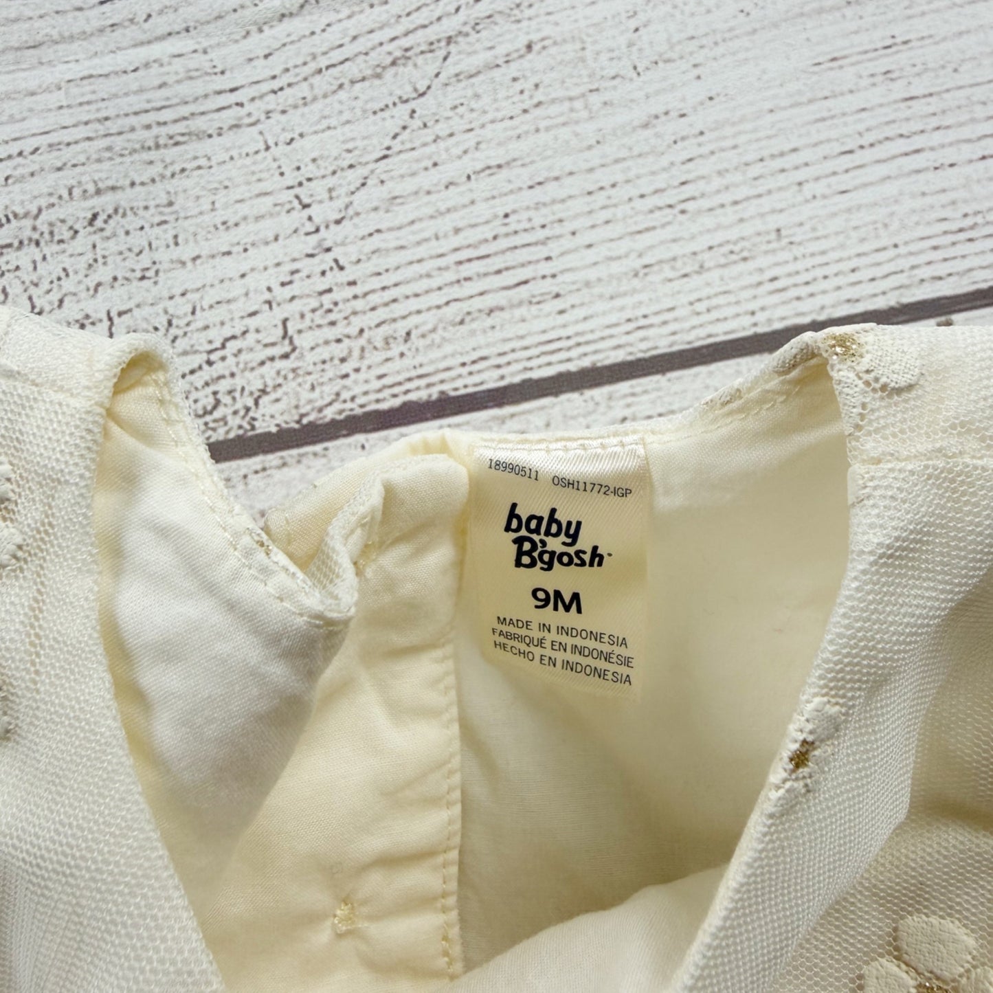 Baby B’gosh Baby Girl Dress Ivory Floral Lace Tulle Party Dress 6-9 Months