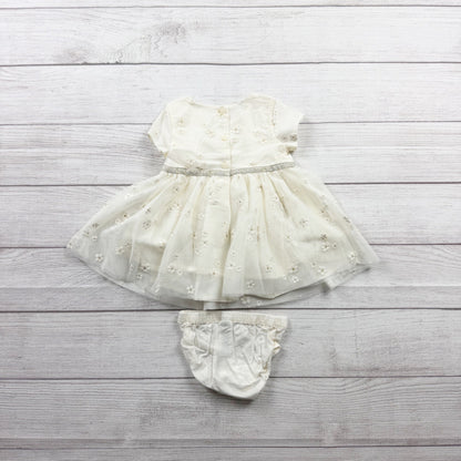 Baby B’gosh Baby Girl Dress Ivory Floral Lace Tulle Party Dress 6-9 Months