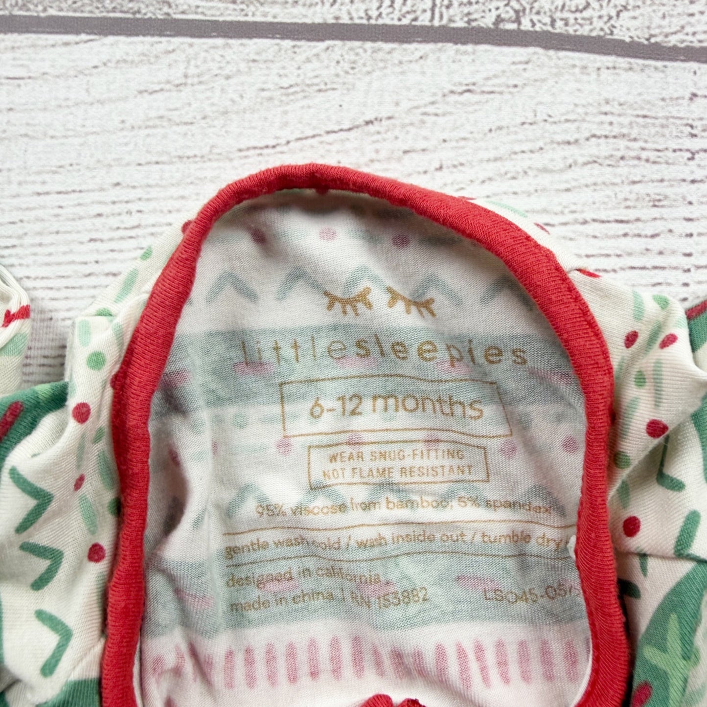Little Sleepies Bamboo Blend One Piece Holiday Print Pajamas 6-12 Months