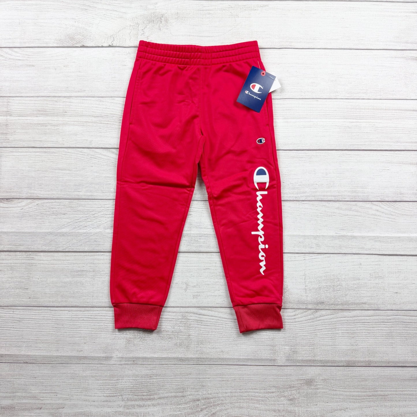 Champion Kids Jogger Sweatpants Red Logo Athletic Pants Ribbed Cuffs NWT 5