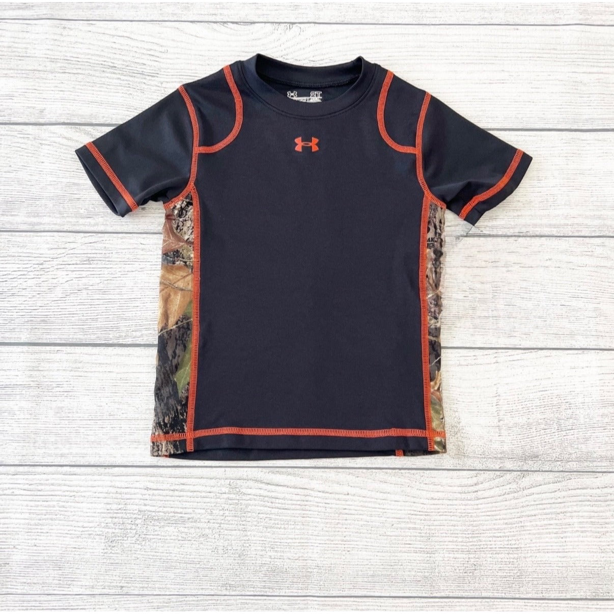 Under Armour HeatGear Short Sleeve Shirt Toddler Boys Camo Side Athletic Tee 2T