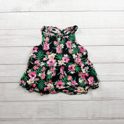 Justice Girls Black Floral Tank Top Sleeveless Lightweight Rayon 8