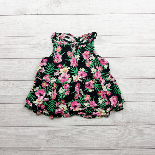 Justice Girls Black Floral Tank Top Sleeveless Lightweight Rayon 8
