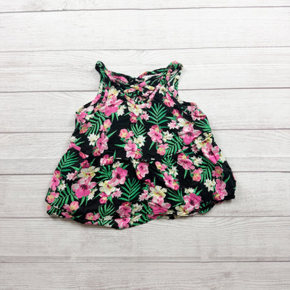 Justice Girls Black Floral Tank Top Sleeveless Lightweight Rayon 8