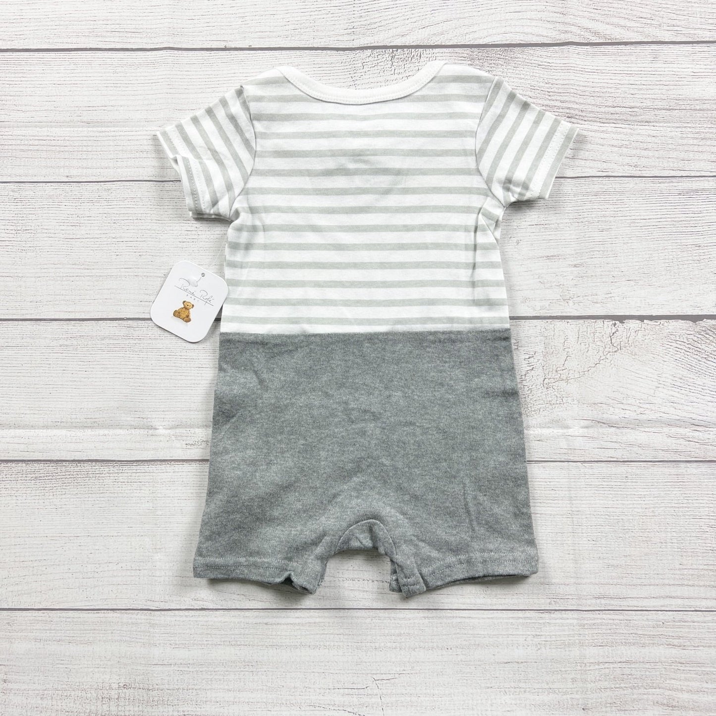 Rene Rofe Baby Boy Romper Striped Suspender Bow Tie Outfit NWT 6-9 Months