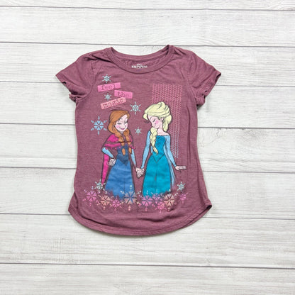 Disney Frozen Girls T-Shirt Short Sleeve Anna Elsa “Feel the Magic” Tee M 7-8