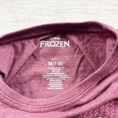 Disney Frozen Girls T-Shirt Short Sleeve Anna Elsa “Feel the Magic” Tee M 7-8