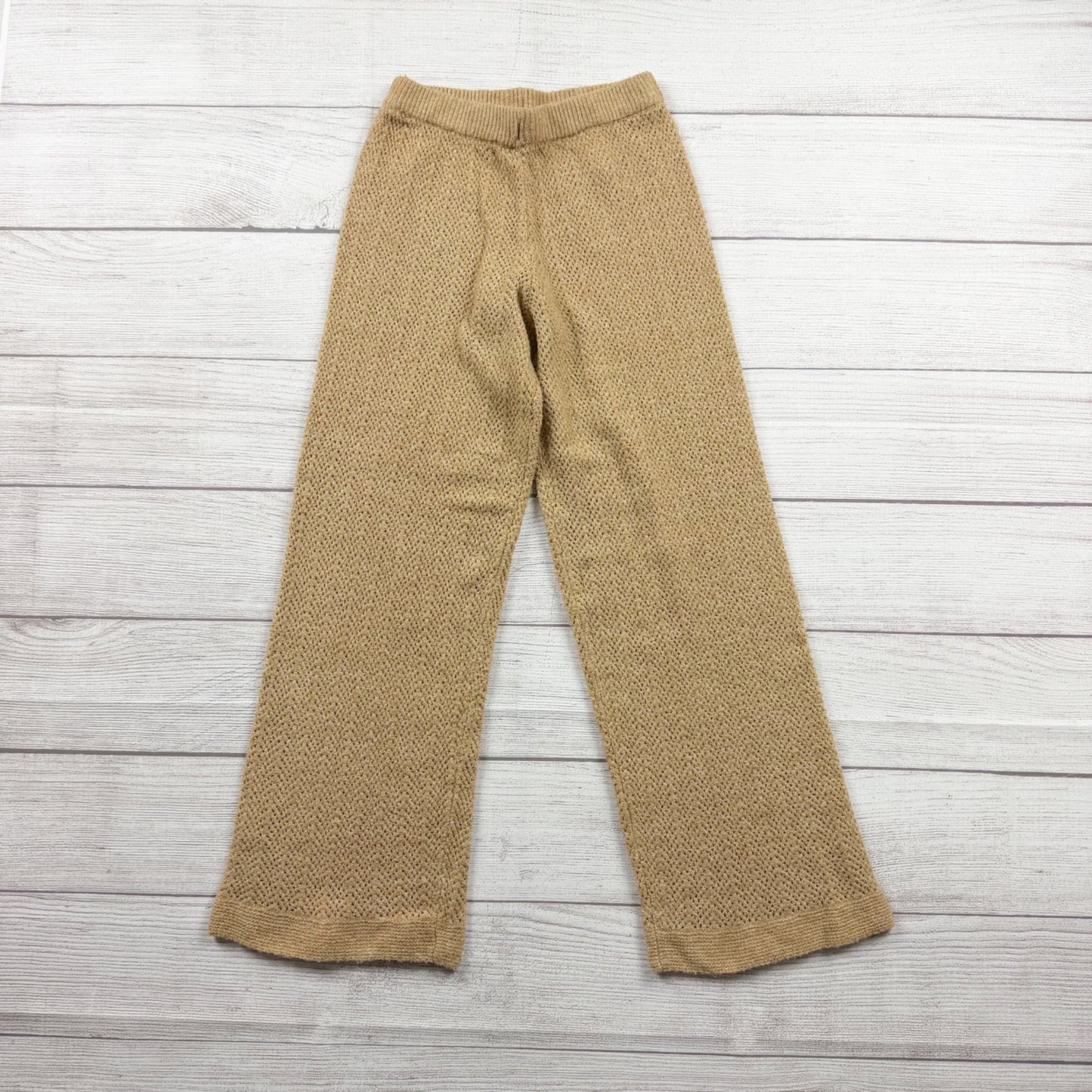 ZARA Kids Knit Pants Tan Beige Textured Knit Pull-On Trousers 8-9
