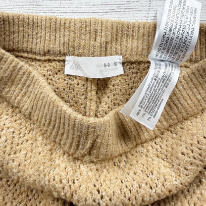 ZARA Kids Knit Pants Tan Beige Textured Knit Pull-On Trousers 8-9