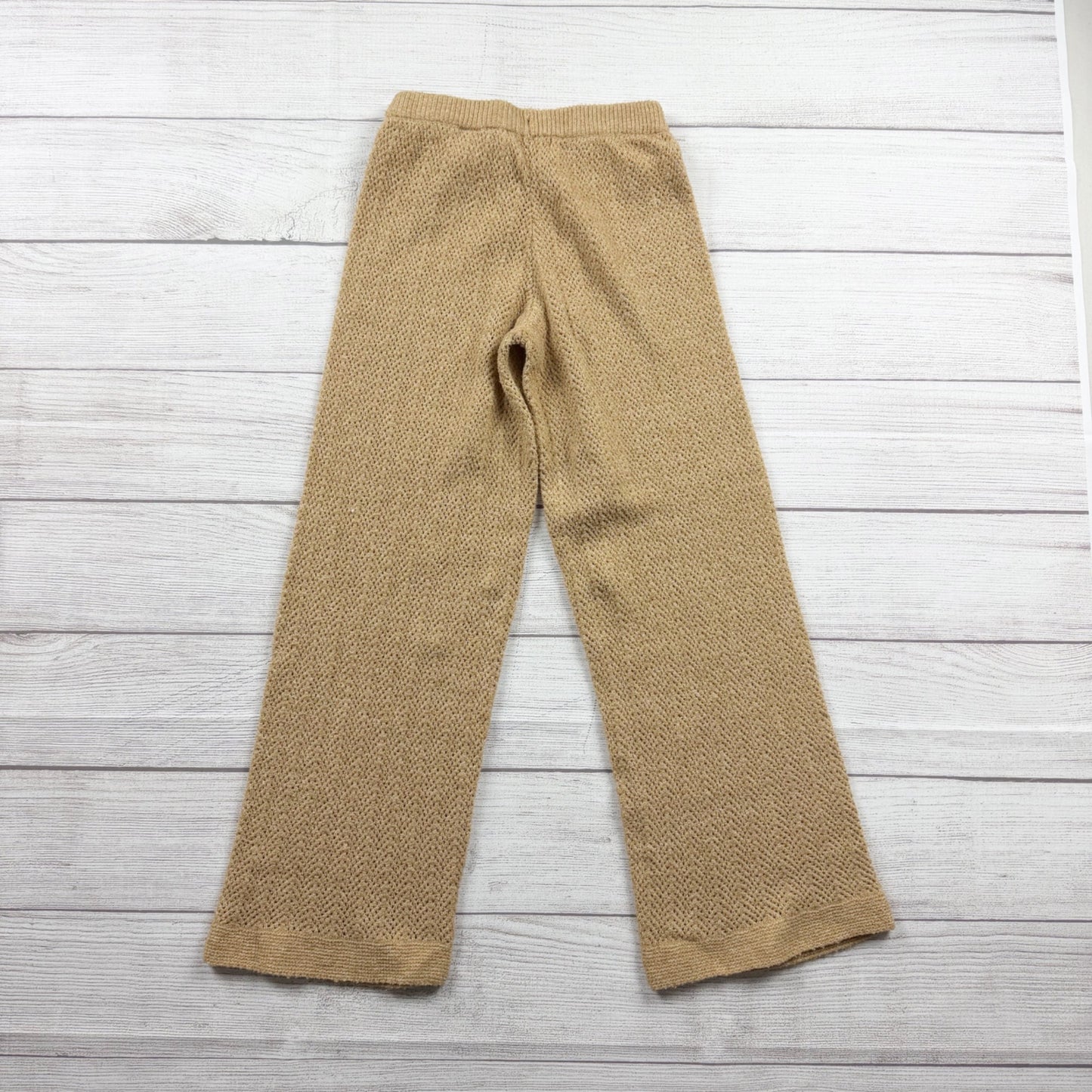 ZARA Kids Knit Pants Tan Beige Textured Knit Pull-On Trousers 8-9