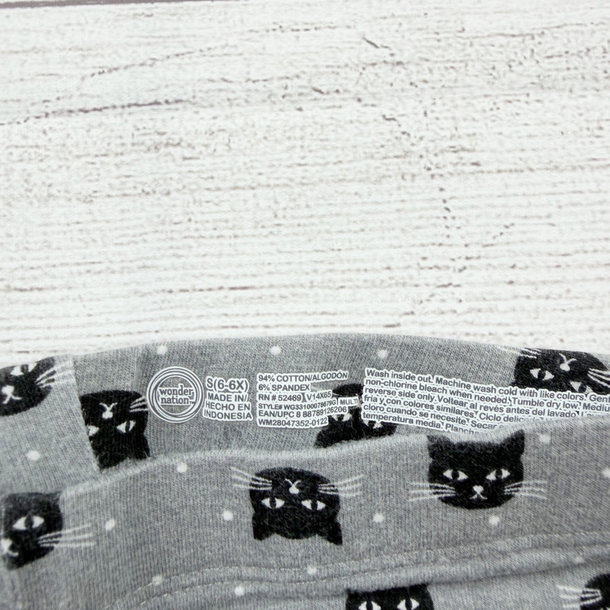 Wonder Nation Girls Gray Cat Print Leggings Casual Comfortable Wear S 6 6X