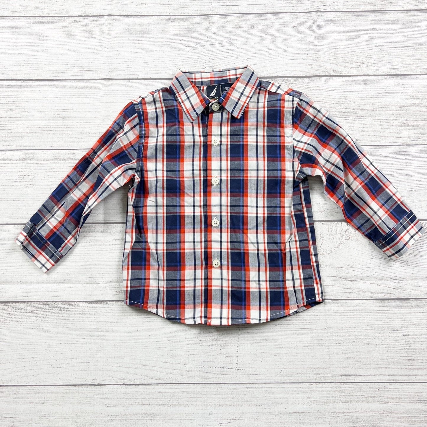 Nautica Toddler Boys Plaid Button Down Shirt Collared 24 Months