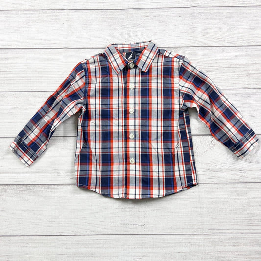 Nautica Toddler Boys Plaid Button Down Shirt Collared 24 Months