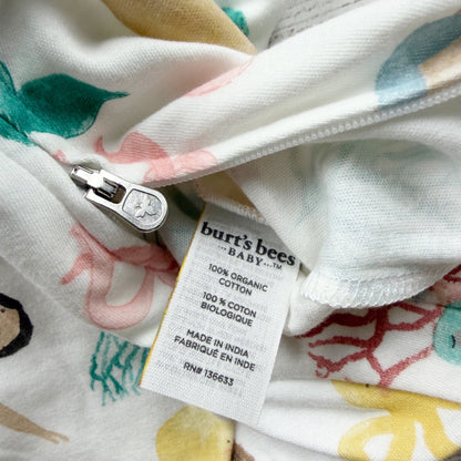 Burt's Bees Baby Mermaid Organic Cotton Footless Sleeper Colorful NWT 0-3 Months