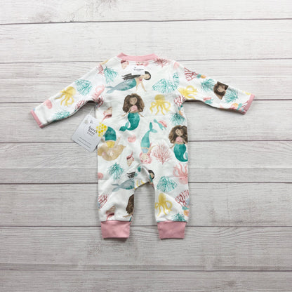 Burt's Bees Baby Mermaid Organic Cotton Footless Sleeper Colorful NWT 0-3 Months