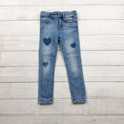 Matilda Jane Girls Heart Patch Denim Jeans Slim Adjustable Waist Blue 6
