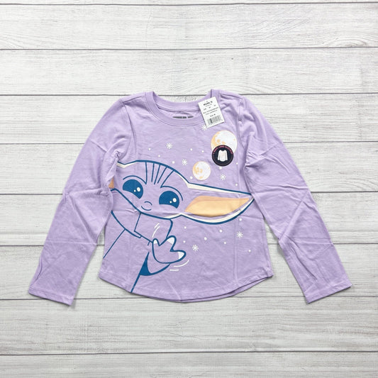 Star Wars Lavender Long Sleeve Shirt Grogu Baby Yoda Graphic NWT M 7-8