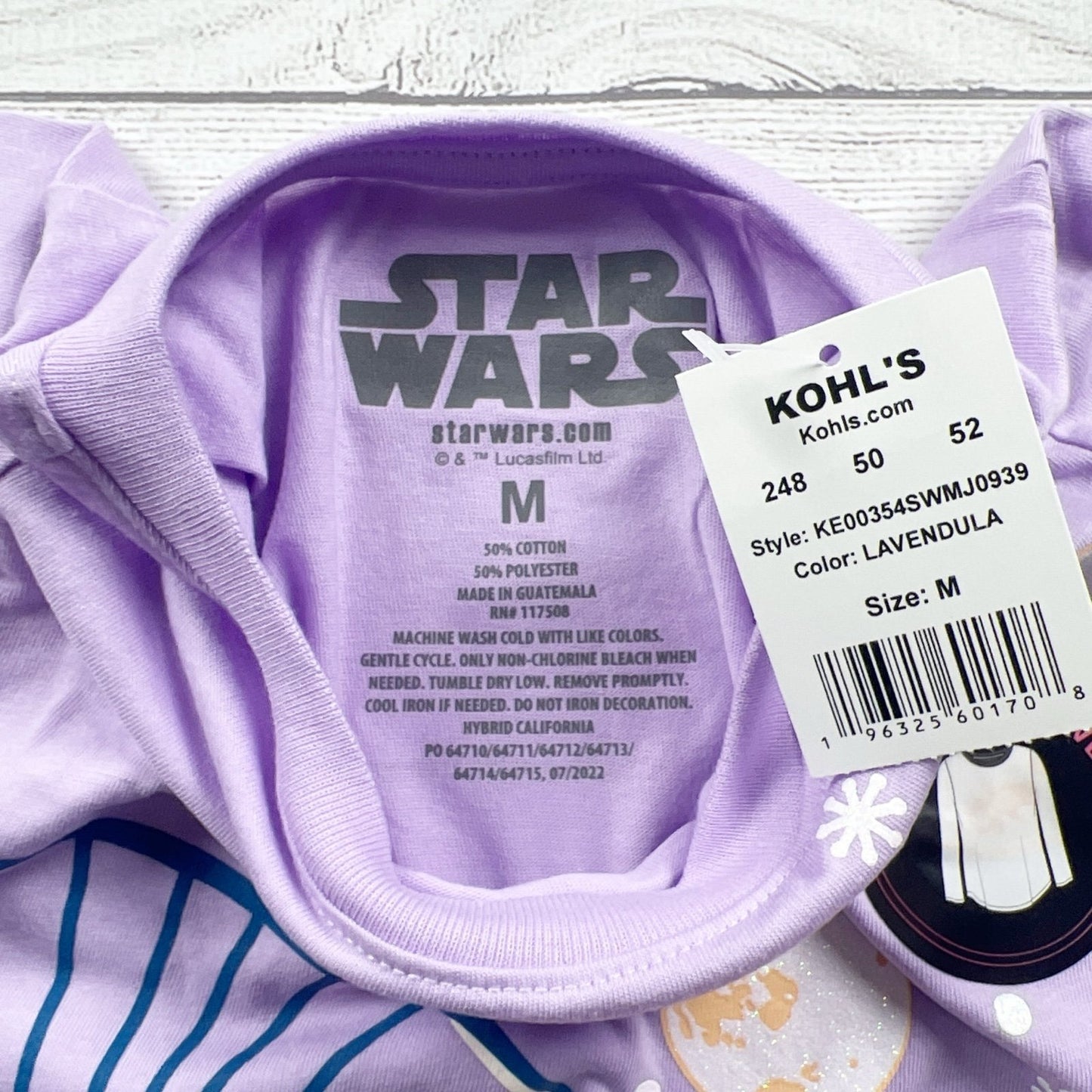 Star Wars Lavender Long Sleeve Shirt Grogu Baby Yoda Graphic NWT M 7-8