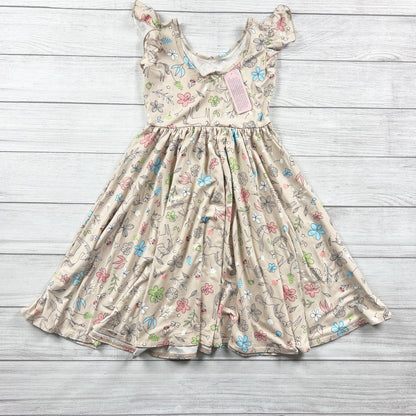 Dot Dot Smile Girls Dress Floral Unicorn Print Flutter Sleeve Twirl NWT 8-10