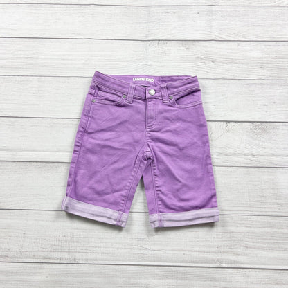 Lands End Girls Lavender Denim Bermuda Shorts 7