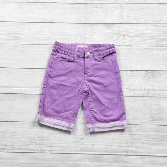 Lands End Girls Lavender Denim Bermuda Shorts 7