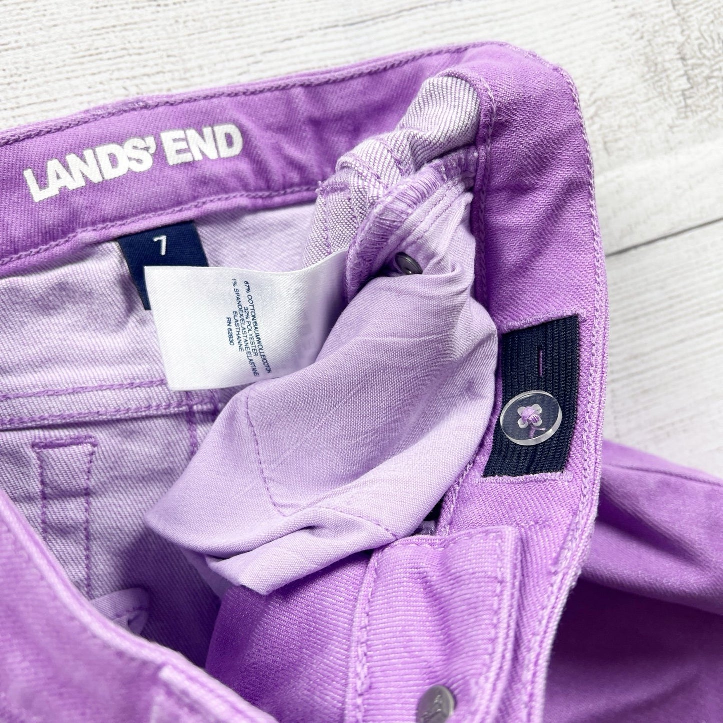 Lands End Girls Lavender Denim Bermuda Shorts 7