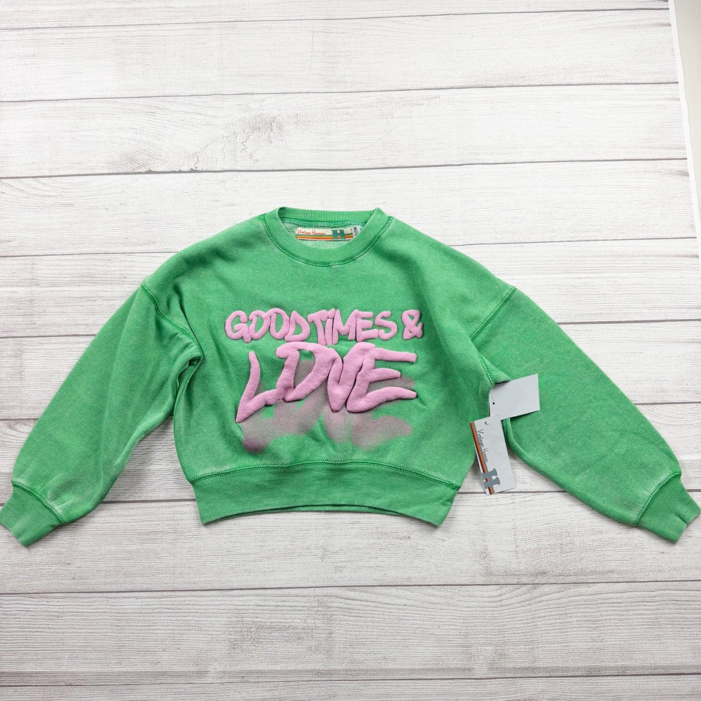 Vintage Havana Girls Sweatshirt Puff Graphic Crewneck NWT 7-8 S