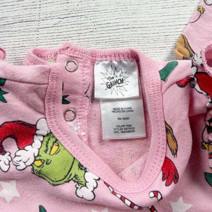 Dr. Seuss Baby Christmas Romper Pink Grinch Cindy Lou Who One Piece 18 Months
