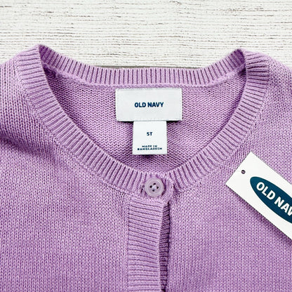 Old Navy Girls Purple Knit Cardigan Sweater Button Front NWT 5T