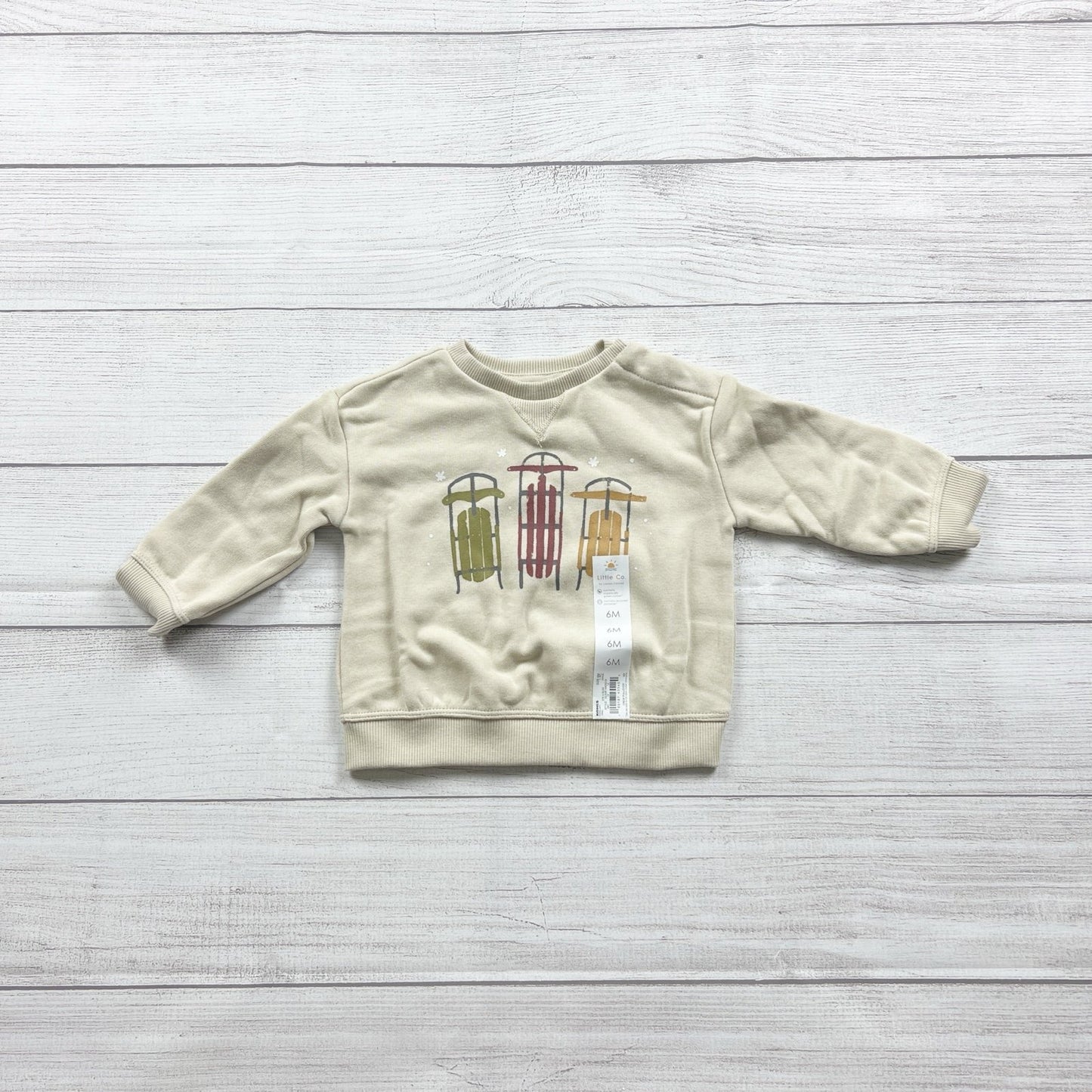 Little Co. By Lauren Conrad Baby Crewneck Sweatshirt Sled Print NWT 3-6 Months