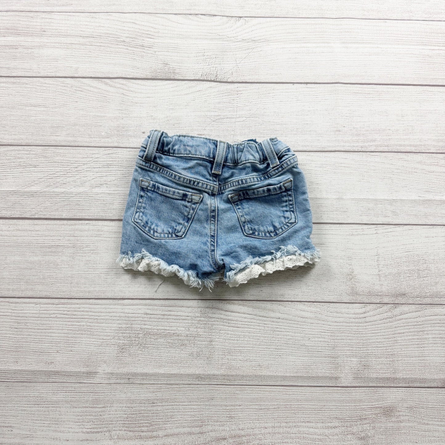 Cat & Jack Toddler Girl Denim Shorts Jean Shorts Lace Trim Stretch 2T