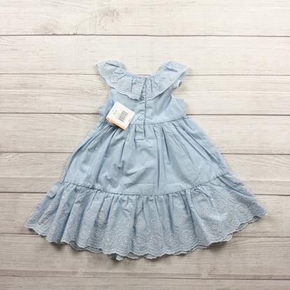 Little Me Girls Blue Eyelet Ruffle Dress Scalloped Hem NWT 2T