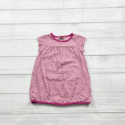 Tea Collection Toddler Girls Dress Pink Floral Print Cap Sleeve Bubble Hem 2T