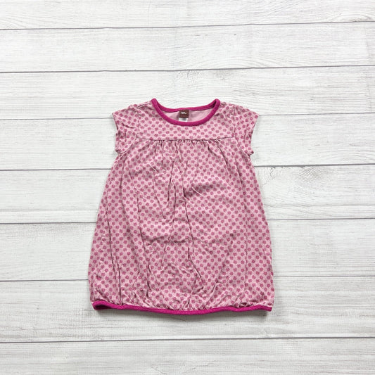 Tea Collection Toddler Girls Dress Pink Floral Print Cap Sleeve Bubble Hem 2T