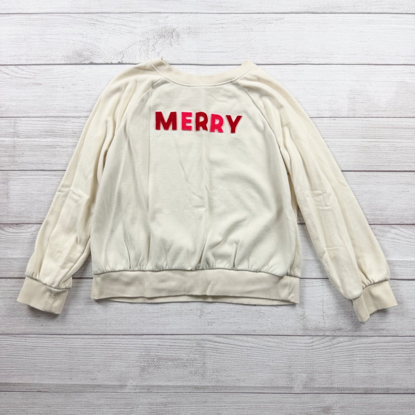 Cat & Jack Girls Merry Sweatshirt Holiday Pullover XL 14