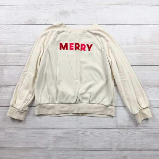 Cat & Jack Girls Merry Sweatshirt Holiday Pullover XL 14