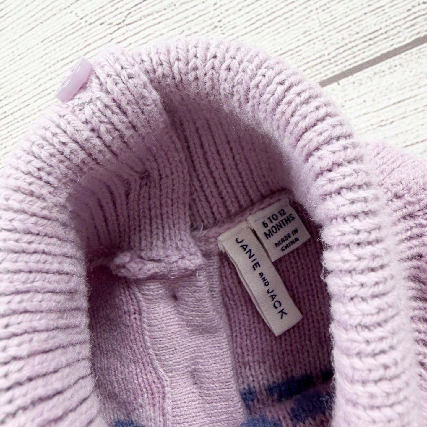 Janie And Jack Knit Sweater Dress Purple White Fair Isle Design 6-12 Months