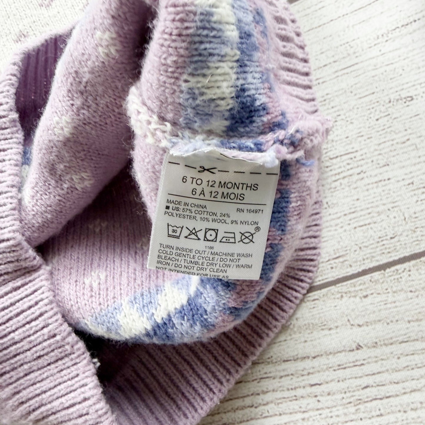 Janie And Jack Knit Sweater Dress Purple White Fair Isle Design 6-12 Months