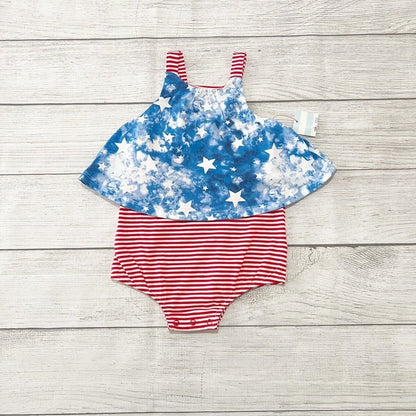 Cat & Jack Baby Girl Romper Stripe Star Peplum One-Piece NWT 9-12 Months