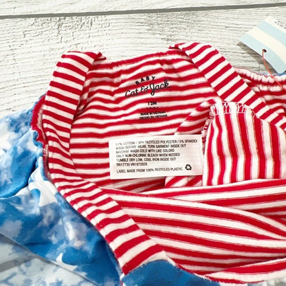 Cat & Jack Baby Girl Romper Stripe Star Peplum One-Piece NWT 9-12 Months