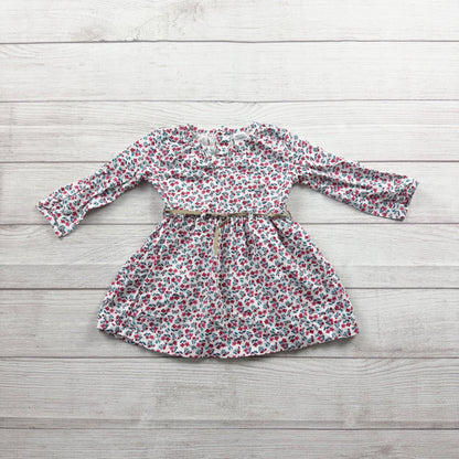Carter’s Baby Girls Floral Long Sleeve Dress With Belt  9-12 Months